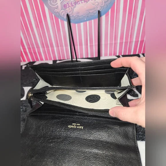 Kate Spade Black Leather Wallet Vintage - Picture 10 of 10